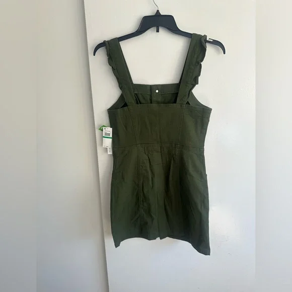 Tinseltown Olive Ruffle-Strap Button Mini Dress - Picture 7 of 12